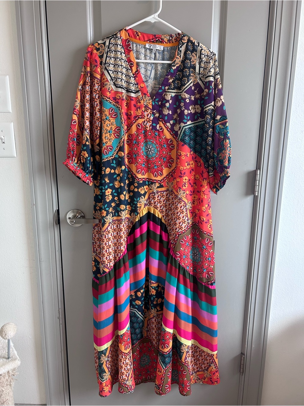 CeZele Multicolor Patchwork Maxi Dress
